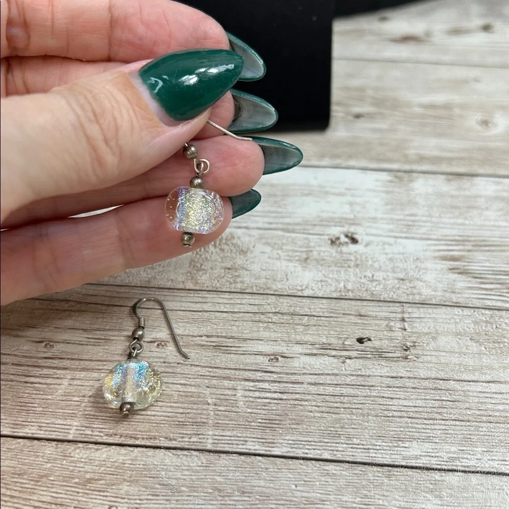 Gorgeous Iridescent Dichroic Glass and 925 Earrings